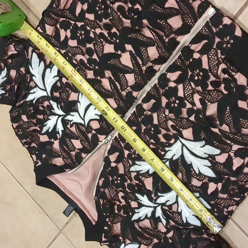 Aqua Floral Cutout Embroidered Bomber Jacket Size Large - Picture 4 of 4